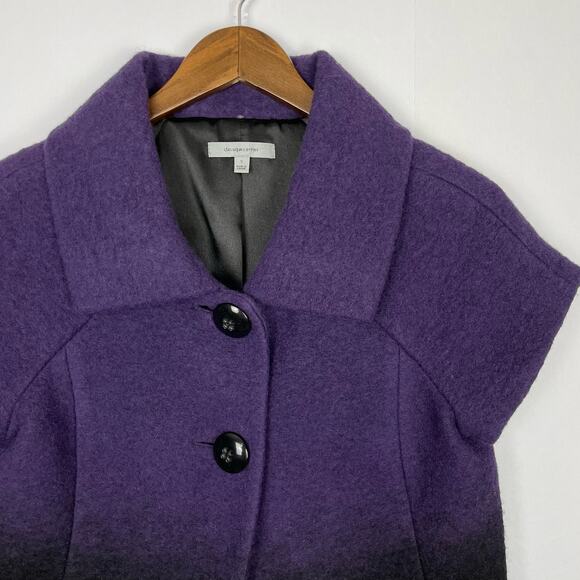 Classiques Entier | Purple Black Wool Blend Short Sleeve Button Layering Jacket - Picture 3 of 8